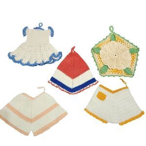 Vintage Doily Set of 5 Doilies Crochet Dress Bloomers Floral EUC